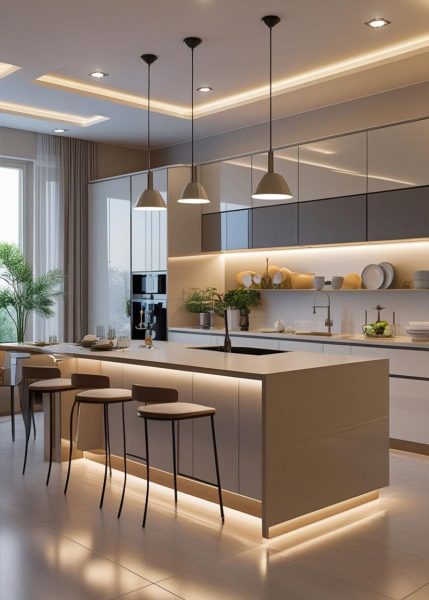 tủ bếp có đảo bếp - tủ bếp acrylic cao cấp
