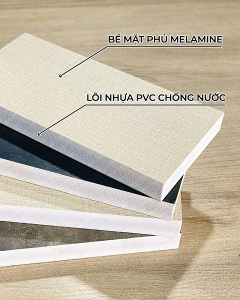 ván nhựa pvc phủ melamine chống nước dùng làm tủ bếp và tủ lavabo